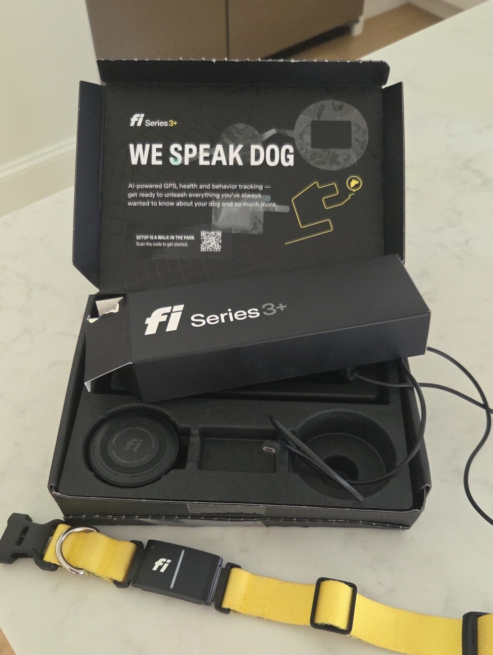 Fi Series 3+ Dog GPS Collar in Yellow, Size MED